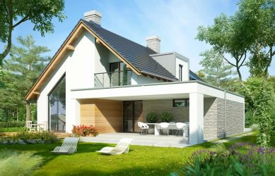 Двухэтажный каркасно-панельный дом AET-002